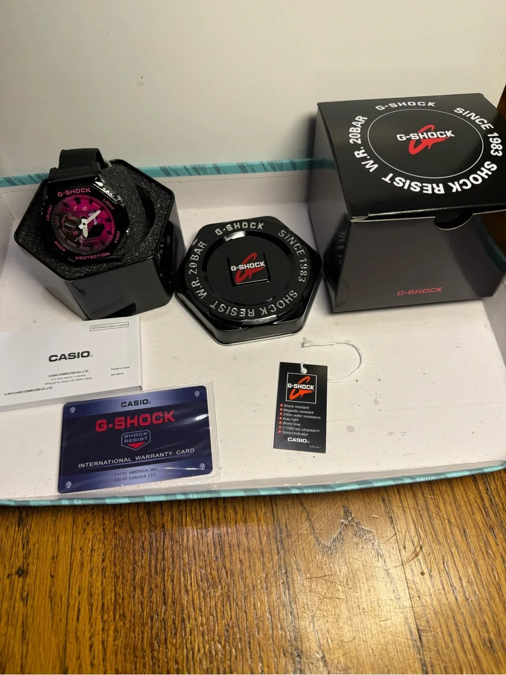 Casio G-SHOCK Men's Dual Display Watch - Pink and Black